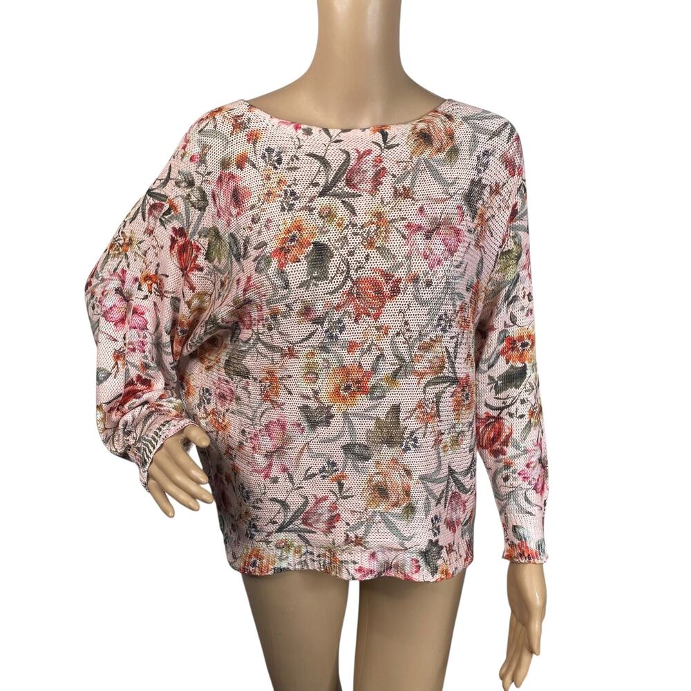 Luisa Ricci Italy Floral Sweater S | Small Boat Neck Dolman Sleeve Romantic Boho